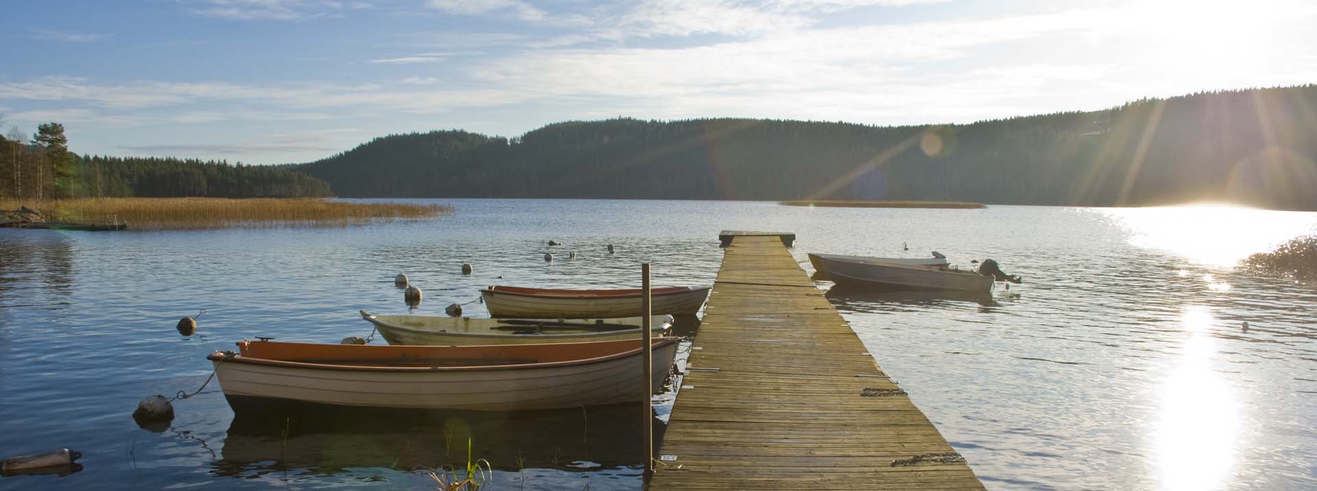 Båtar förtöjda vid brygga i Tisaren